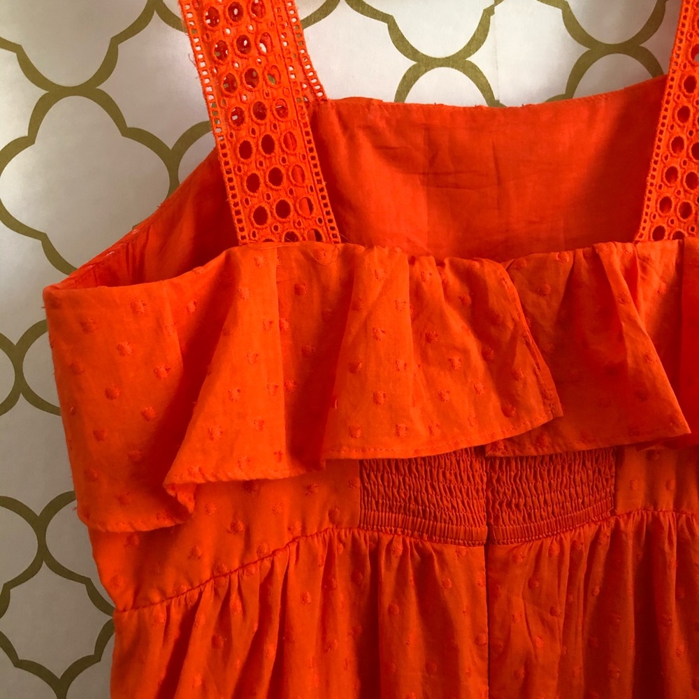 J. Crew Orange Eyelet Linen Midi Summer Dress - Picture 10 of 13